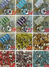 can choose color  d3243  10mm Green Rhinestone Crystal Rondelle Spacer Beads Lot,Rhodium Plated Big Hole European Beads. 2024 - buy cheap