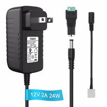 12V 2A LED Strip Power Supply 24W DC 12 Volt Universal Portable Power Supply Adapter for LED Strip Light, CCTV Camera ST77