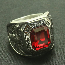 Men Boys 316L Stainless Steel Cool Big Red Stone Ring Great Gift For Friend 2024 - buy cheap