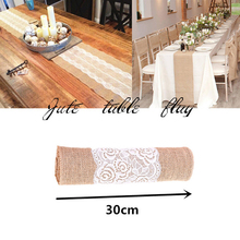 Jute Burlap Hessian White Lace Band Table Runner Wedding Christmas Party Home Decoration Hotle Tablecloths Table Lines 30x275CM 2024 - buy cheap