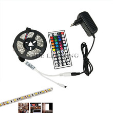 Tira de luces LED RGB 5050, cinta Flexible de diodo con adaptador de controlador IR, SMD, 12V, 5m, 10m 2024 - compra barato