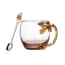 Креативная термостойкая Хрустальная стеклянная кружка, эмалированная стеклянная кружка, цветочный чайный набор кофейная чашка, водная посуда для напитков молока кофе в подарок 2024 - купить недорого