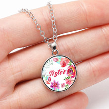 10PC Sister Flower Necklace Jewelry Charms Glass Cabochon Sisters Necklaces Handmade Pendant Jewelry Women Men Girl Gifts 2024 - buy cheap