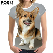 FORUDESIGNS/3D принт с животными чихуахуа, женская летняя футболка, брендовая одежда с коротким рукавом, женская футболка для девочек, женские топы, рубашки 2024 - купить недорого