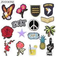 ZOTOONE Eagle Flower Patches Letter Stickers Diy Iron on Clothes Heat Transfer Applique Embroidered Applications Cloth Fabric G 2024 - buy cheap