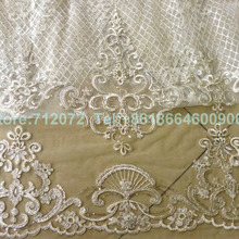 La Belleza 1 yard  Off-white robin sequins on netting embroidered wedding/ evinging/show dress france lace fabric 2024 - buy cheap