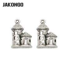 Jakongo pingente castelo banhado a prata, antigo, para fazer joias, bracelete, acessórios diy, artesanato, 19x13mm 15 tamanhos 2024 - compre barato