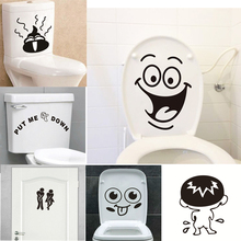Забавные наклейки на стену для ванной комнаты со смайликом, настенные наклейки для туалета, домашний декор 2024 - купить недорого