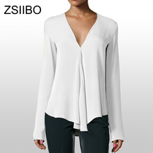 Blusas de estilo coreano para mujer, camisas blancas de manga larga con cuello en V, Tops holgados de talla grande, Camisa de gasa para mujer 2024 - compra barato