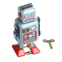 HBB 1Set Kids Wind Up Walking Tin Robot Toy With Key Cartoon Vintage Mechanical Clockwork Kids Children Gift Classic Toys 2024 - buy cheap