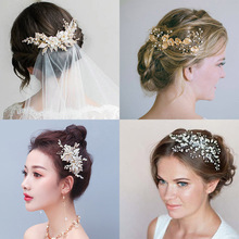Pearl Vintage Wedding Hair Comb Clip Flower Gold Bridal Luxury Decorative Hair Combs Hair Accessories Rhinestone Head Jewelry 2024 - buy cheap