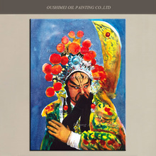 Pintura a óleo da ópera chinesa de pequim, artesanal, figura masculina tradicional de guan gong, pintura de personagem cultural em tela 2024 - compre barato