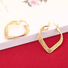 2 Pairs Women Lady Elegant Ear 24k Gold Stud Earrings Heart Earrings Jewelry 2024 - buy cheap