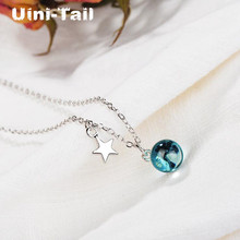 Uini-Tail hot new 925 sterling silver star blue artificial crystal pendant necklace Korean fashion trend sweet jewelry GN843 2024 - buy cheap