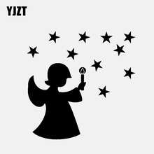 YJZT 13,1 см * 12,9 см виниловые наклейки на машину наклейка Рождественская звезда с ангелом черный/серебристый C3-0717 2024 - купить недорого
