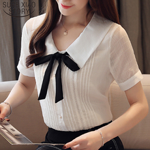 Korean Chiffon Blouse  Womens Tops and Blouses Tops Women casual short sleeve tops Doll collar chiffon tops blusas 4634 50 2024 - buy cheap