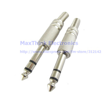 6.35mm 1/4 Stereo TRS Metal plug Male audio cable Connector spring , 10pcs, Free shipping 2024 - buy cheap