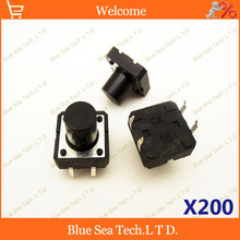 200 pcs 12*12*10mm Round Tactile Push Button Switch/Micro switch,12X12X10MM DIP button switch black 2024 - buy cheap