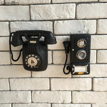 NOOLIM-Colgante de pared de teléfono de resina, decoración de pared de tienda, Retro europeo, Pastoral americano, antiguo Café, Bar 2024 - compra barato
