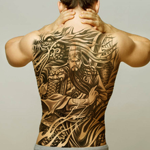 temporary tattoos large men back tattoo chinese characters sexy full back tatoo big black body tattoo boys water transfer decal 2024 - buy cheap