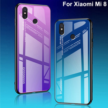 Чехол из закаленного стекла для Xiaomi Mi 8 capa градиентный цвет синий луч Аврора задняя крышка 6,21 ''для Xiaomi 8 Чехлы Чехол mi8 2024 - купить недорого