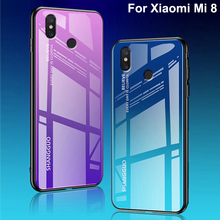 Capa de vidro temperado para xiaomi mi 8, capa com degradê de cor azul, raio aurora, capa traseira de 6.21 ''para xiaomi 8, capa mi8 2024 - compre barato