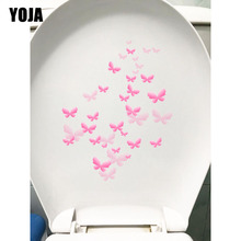 Yoja adesivo de parede de borboletas rosa, 8x23cm, decoração para casa, decalque de banheiro, desenho de animais 2024 - compre barato