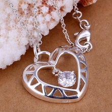 P116 Free Shipping silver plated Necklace, 925 fashion silver jewelry Hollow heart-shaped insets /SQMDCYDO SQMDCYDO 2024 - buy cheap