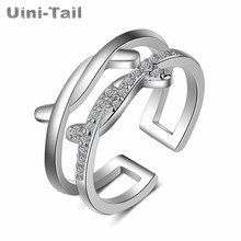 Uini-tail-anillo abierto de doble capa para mujer, de Plata de Ley 925, con personalidad, micro conjunto femenino, tendencia de una generación 2024 - compra barato