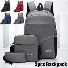 3PCS Nylon Men Women usb Charging Backpack with Headset Hole Boys Girl School Backpack Shoulder Bag Waterproof Laptop Travel Bag 2024 - buy cheap