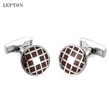 Lepton dark red round enamel cufflinks for mens fashion business enamel cuff links button men wedding groom shirt cuffs cufflink 2024 - buy cheap