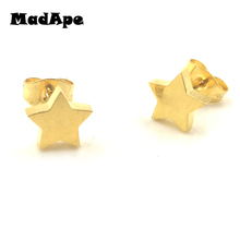 MadApe Classic 8mm Star Stud Earrings 316L Stainless Steel Fashion Women Earrings Moon Star Earrings Gold Color 2024 - buy cheap