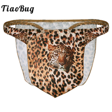 TiaoBug hombres leopardo ropa interior bulto del pene bolsa taparrabos Tanga calzoncillos caliente Sexy ropa interior masculina sofisticado disfraz de Halloween 2024 - compra barato