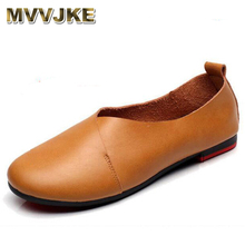 MVVJKE  Hot Sale Handmade Genuine Leather Women Shoes Retro Casual Flat Shoes Peas Non-Slip Outdoor Shoes Plus Size 34 -43 E129 2024 - buy cheap