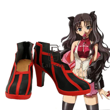 Sapatos de festa para cosplay do destino/dia das bruxas, material preto rin tohsaka feito sob encomenda 2024 - compre barato