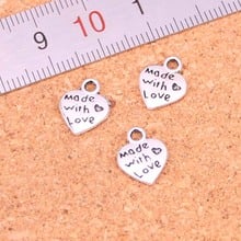 188 pçs coração banhado a prata antigo feito com amor encantos faça você mesmo joias achados acessórios 10mm 2024 - compre barato