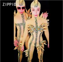 Супердизайнерский танцевальный комбинезон, модный танцевальный костюм певицы со стразами, эластичное боди для выступлений 2024 - купить недорого