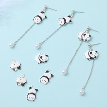 10pcs Alloy Super Cute Little Panda Enamel Charms Drop Oil Pandas Pendants Fit Bracelet Earring Jewelry Making Accessories FX079 2024 - buy cheap