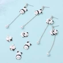 10pcs Liga Super Bonitinho Panda Pandas Esmalte Encantos Gota de Óleo Pingentes Fit Pulseira Fazer Jóias Brinco Acessórios FX079 2024 - compre barato