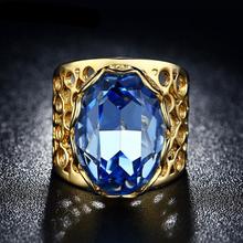 Женское кольцо на палец, золотое, синее, с кристаллами, для свадьбы, 6, 7, 8, 9 2024 - купить недорого
