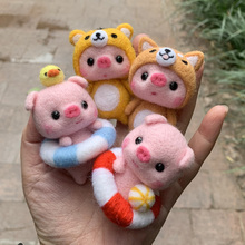 Non-Finished Felt Kids Creative Lovely Pink Pig Handmade Toy Doll Wool Felt Poked Kitting Non-Finished DIY Wool Felting Package 2024 - buy cheap