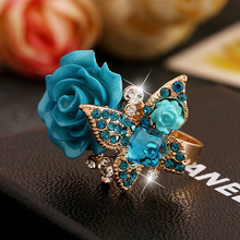 Fashion Butterfly Fower Wedding & Engagement Jewelry Rings for Women Resin Female Love Gold Color Adjustable Ring Anel 2024 - buy cheap