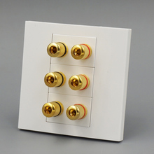 Hifi Speaker Connector Golden 6 Plug Audio Sound Faceplate 86x86mm Wall Outlet For Home Theater System 2024 - buy cheap