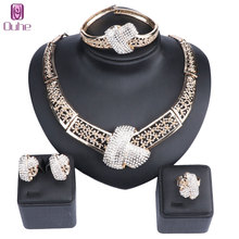 Wholesale Bridal Gift Nigerian Wedding African Beads Jewelry Set Fashion Dubai Gold Color Jewelry Set Costume For Women 2024 - buy cheap