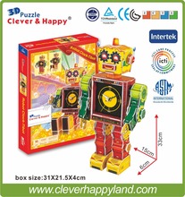 New 2014 Clever&Happy 3d puzzle Robot Clock-Tibot  child puzzle toy cartoon adult drawings model learning & education 2024 - buy cheap