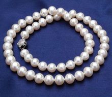 8-9mm 18", AAA Akoya Natural White Pearl Necklace 925Silver 2024 - buy cheap