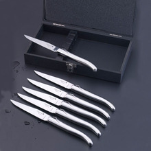 6pcs Laguiole Style Dinner Set Solid Stainless Steel Steak Knives Forks Christmas Tableware Gift Kitchen Cutlery in Black Box 2024 - buy cheap