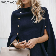 WOTWOY 2020 Knitted Cloak Sweater Women Casual Loose Shawl Autumn Winter Streetwear Poncho Women Sweater And Pullovers Plus Size 2024 - buy cheap