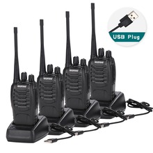 Baofeng-walkie-talkie BF-888S, adaptador de carga USB, Radio CB portátil, UHF 888S, Comunicador, transceptor + 4 auriculares, 4 Uds. 2024 - compra barato