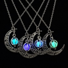 Glowing Pendant Necklaces, Glow In The Dark Necklace , Crescent Moon , Glowing Jewelry, Halloween Christmas Day Gifts For Her 2024 - buy cheap